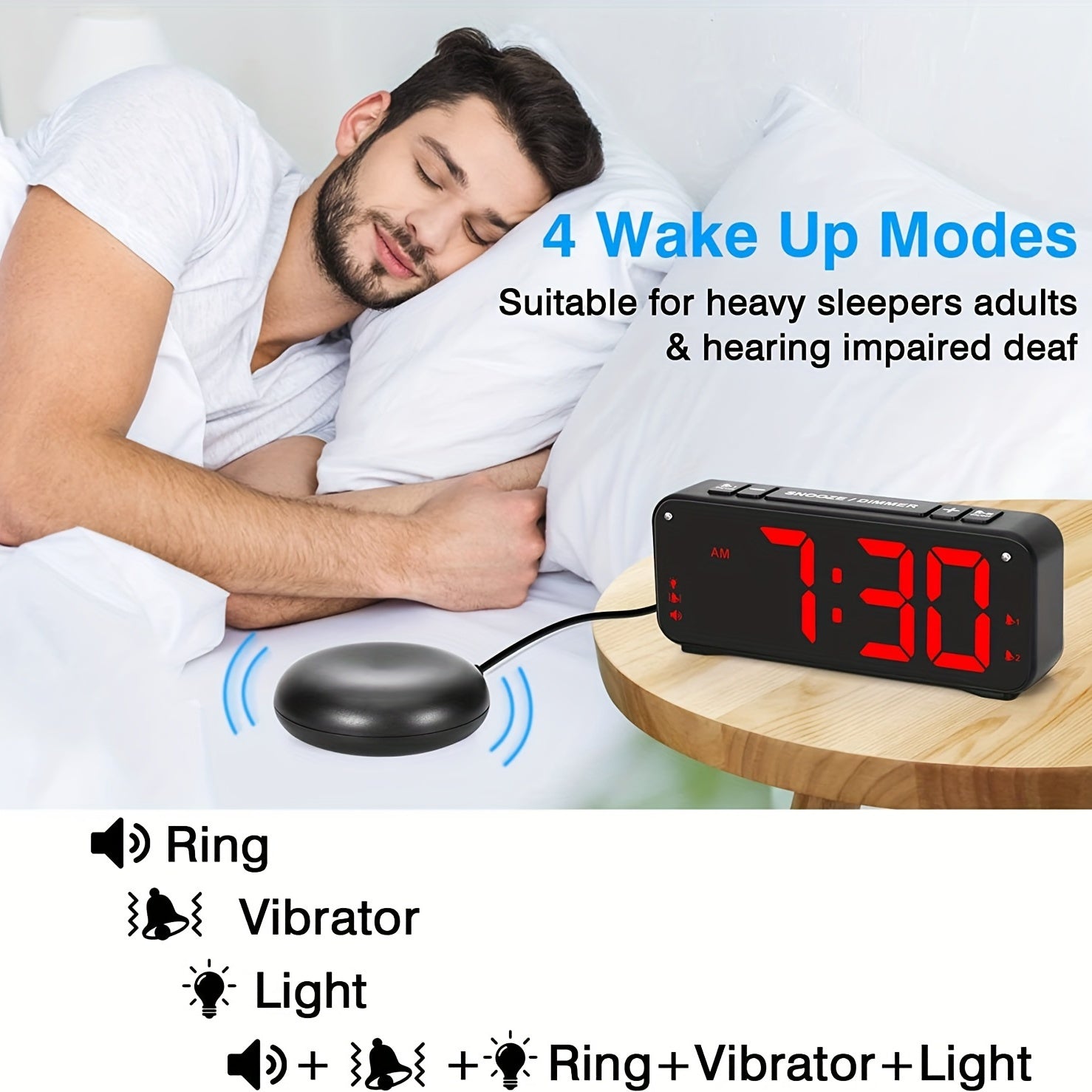 LoudClock - Premium Vibrating Alarm Clock with LED Screen