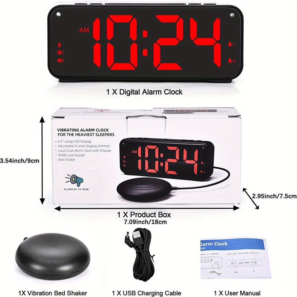 LoudClock - Premium Vibrating Alarm Clock with LED Screen