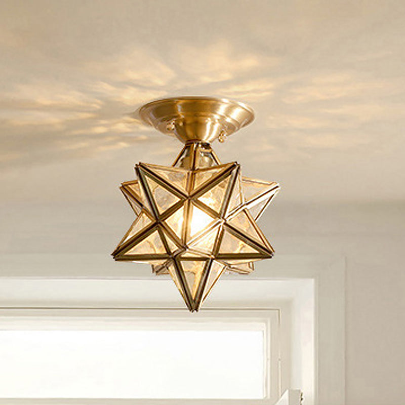 StarLuxe Ceiling - Traditional Brass Ceiling Lamp with Glass