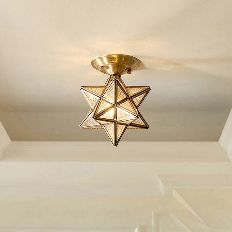 StarLuxe Ceiling - Traditional Brass Ceiling Lamp with Glass