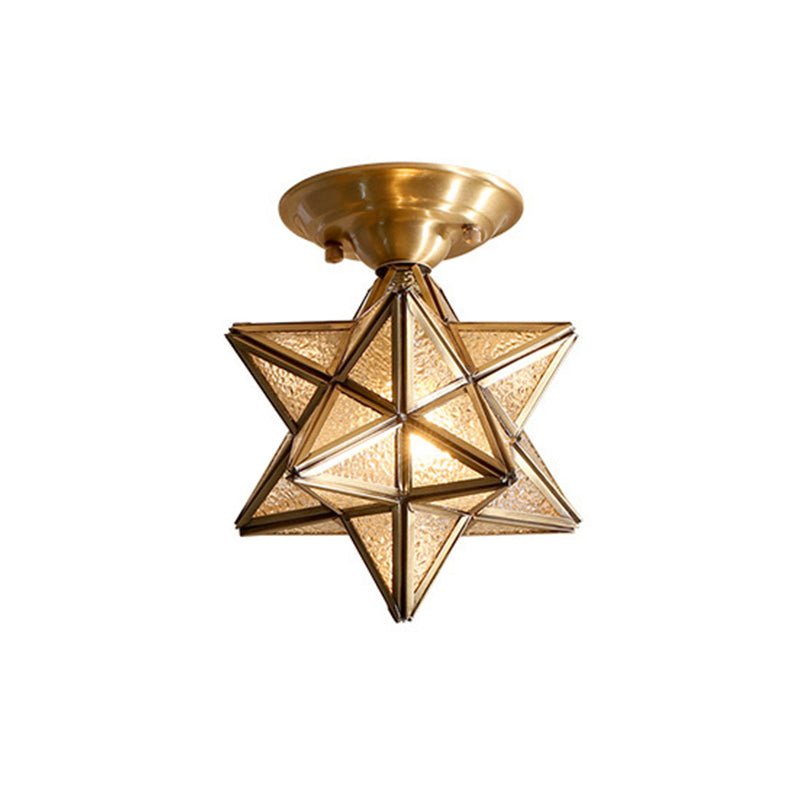 StarLuxe Ceiling - Traditional Brass Ceiling Lamp with Glass