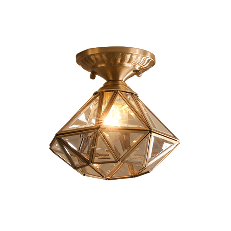 StarLuxe Ceiling - Traditional Brass Ceiling Lamp with Glass