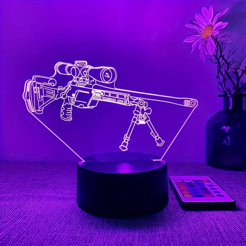 LumiGlow - 3D LED Night Light Black Pistol 16 Colors