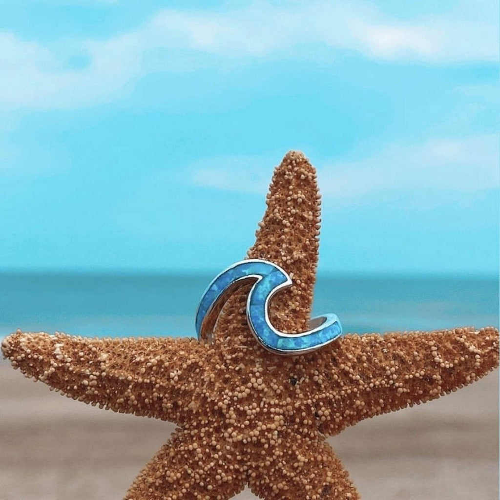 Enchanting Ocean Waves Ring in Opal and Silver - Livia