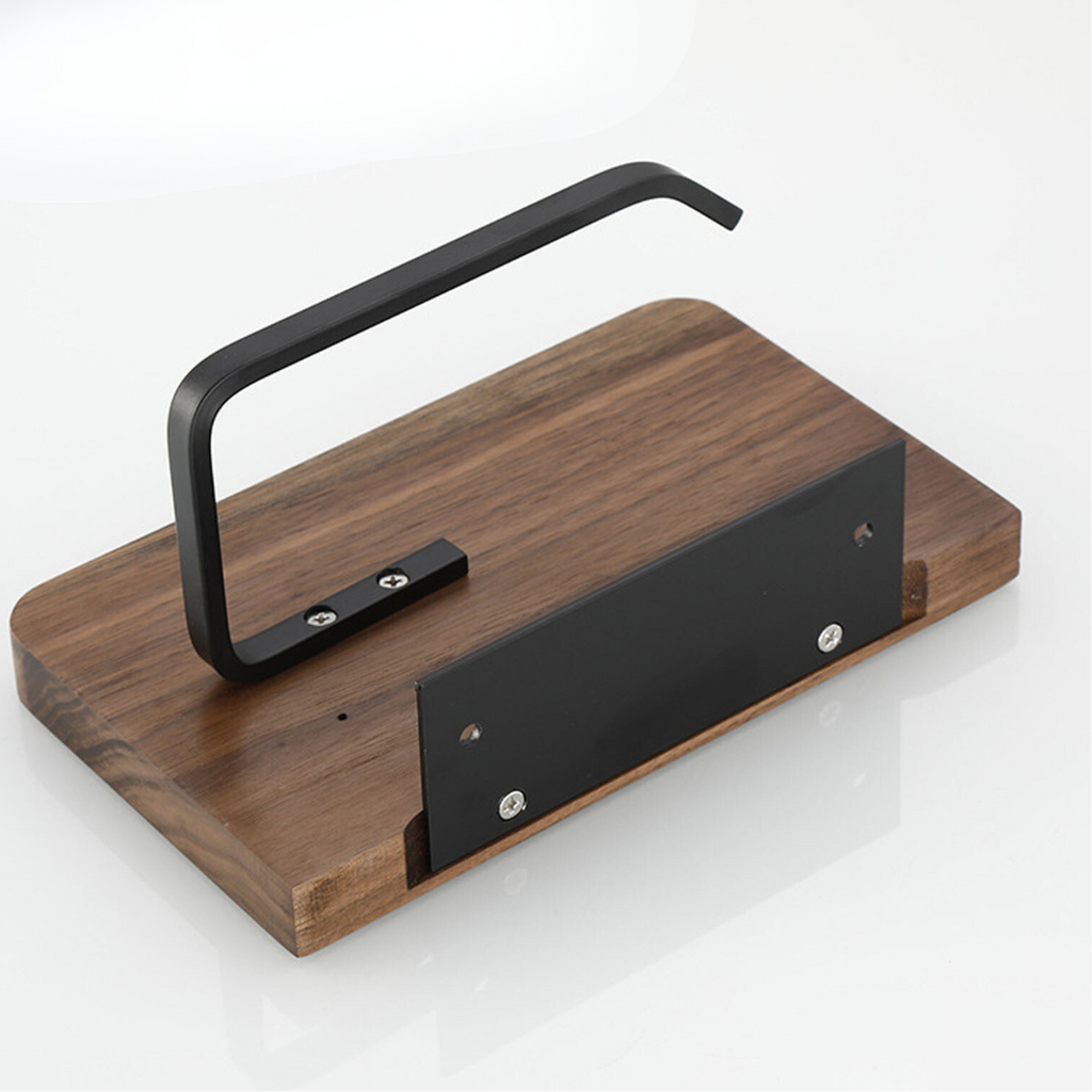 Elegant Wall-Mounted Toilet Roll Holder - Walnut Wood and Stainless Steel