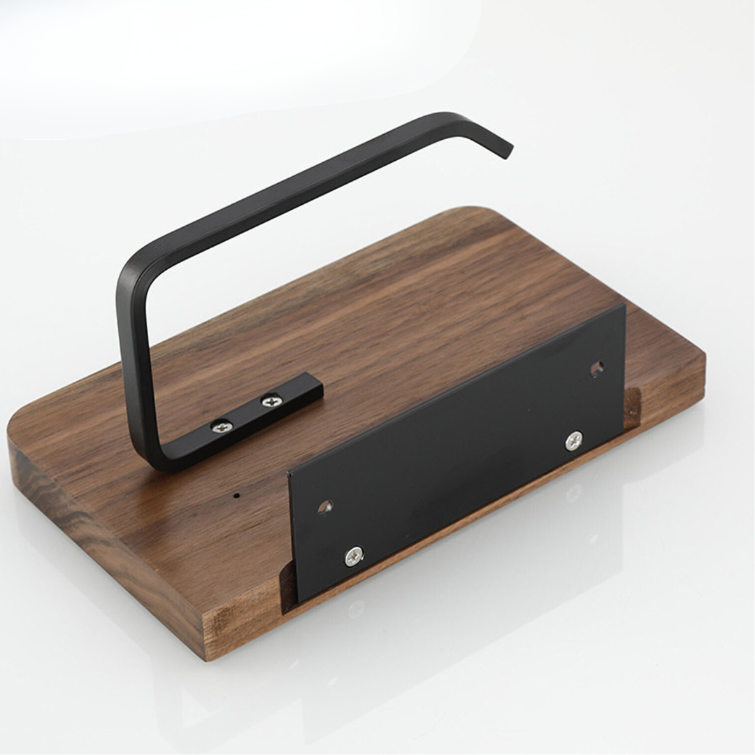 Elegant Wall-Mounted Toilet Roll Holder - Walnut Wood and Stainless Steel