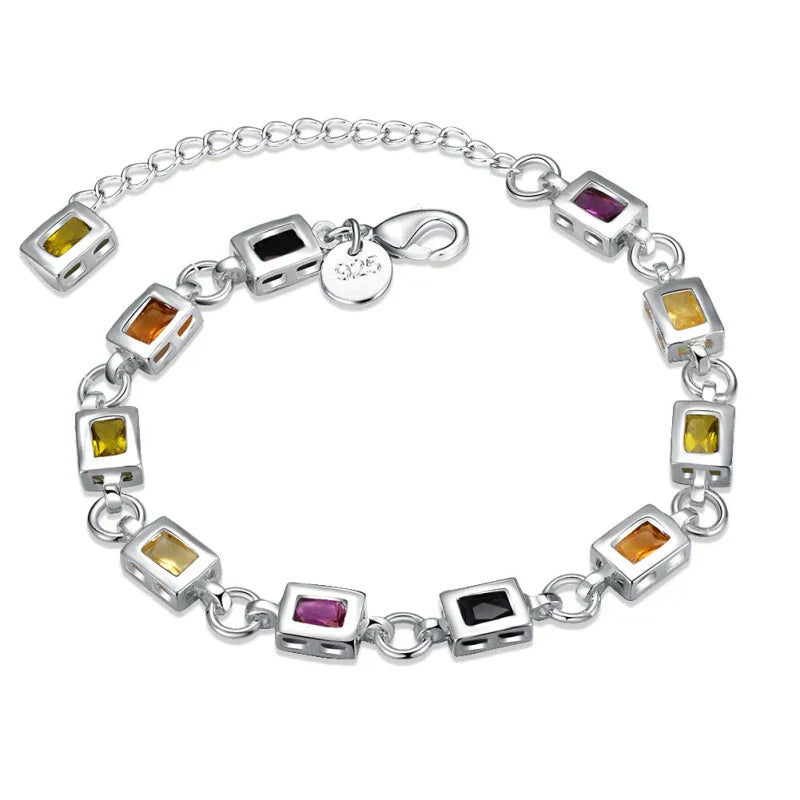 Luxurious Multi-colored Zircon Bracelet with Radiant Stones
