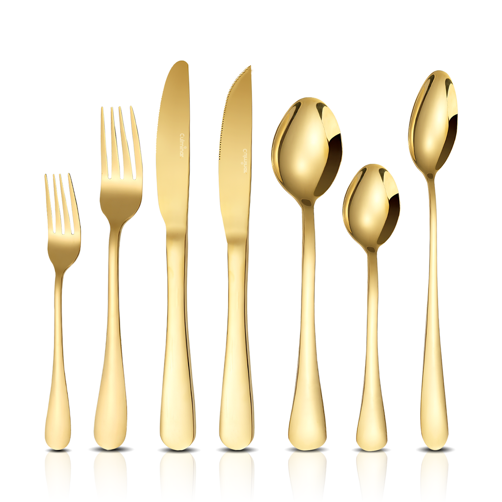GlamourCutlery - Luxe Champagne Gouden Bestekset voor Feestelijke Diner