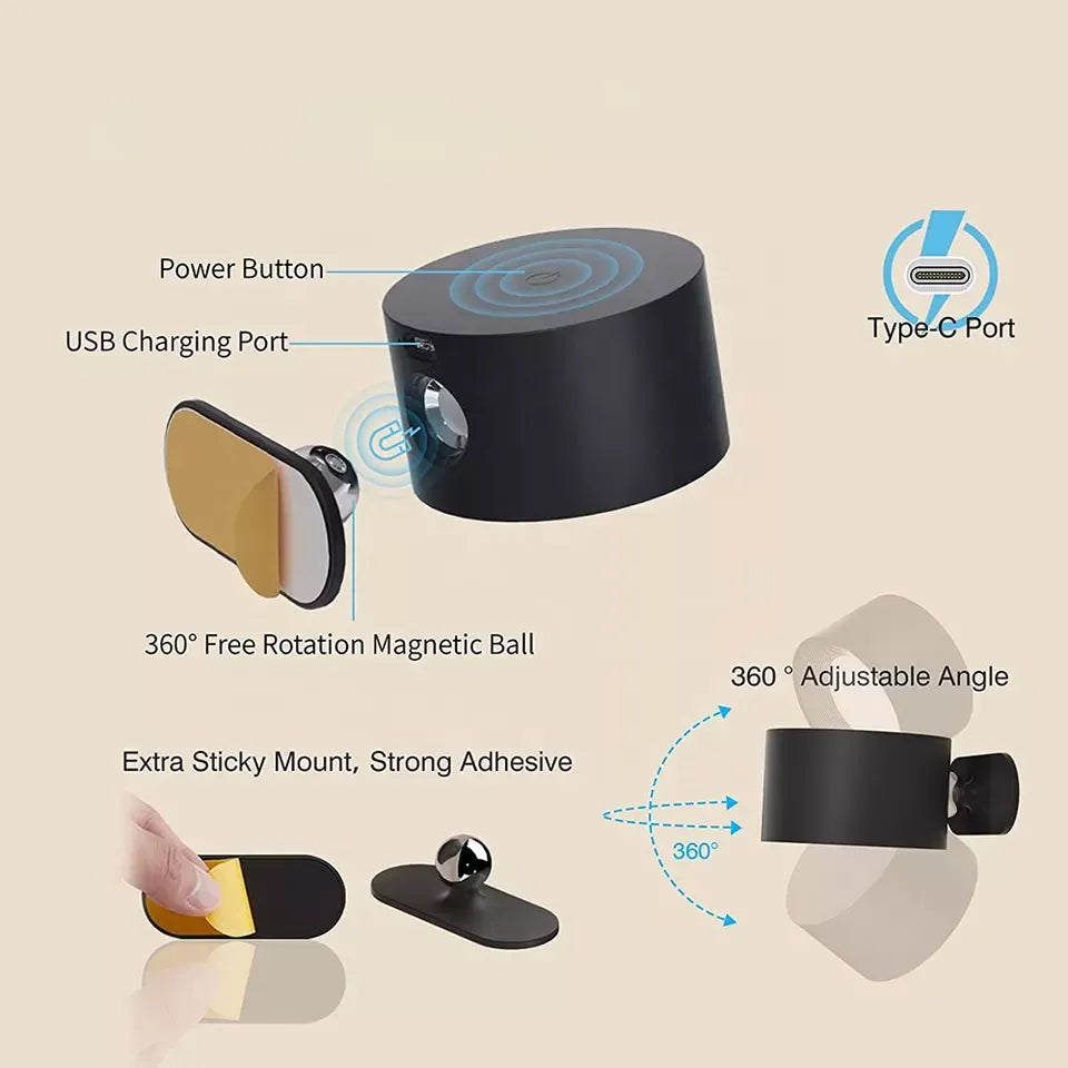 360° Wall Lamp - Cordless Rechargeable Wall Light