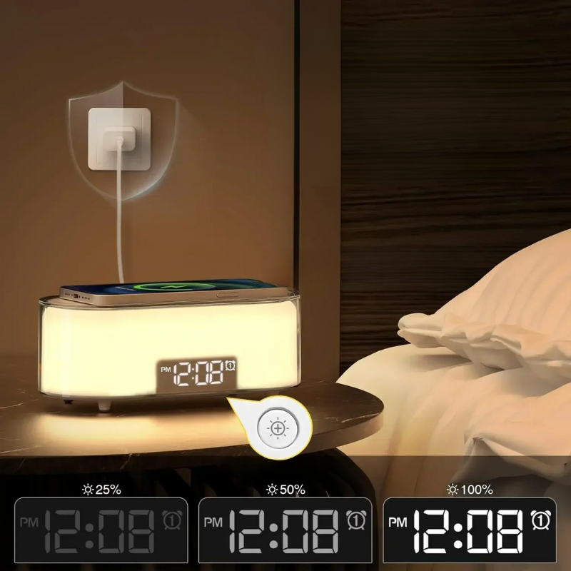 SmartCharge - Elegant Wireless Charging Station with Alarm Function