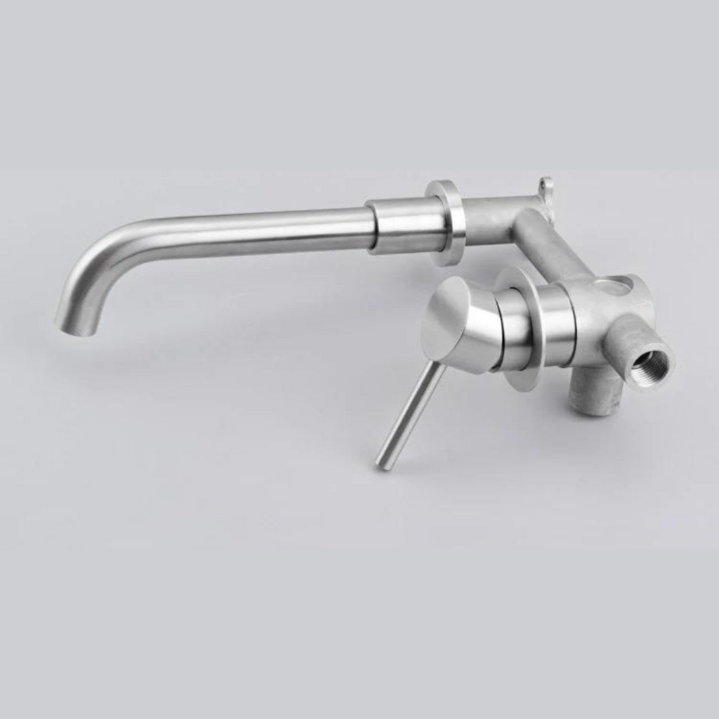 Modern Wall-Mounted Bathroom Faucet with Brushed Nickel Finish