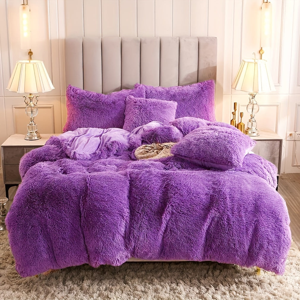Ultra-Soft Plush Duvet Cover Set with Zipper - Luxury & Comfort