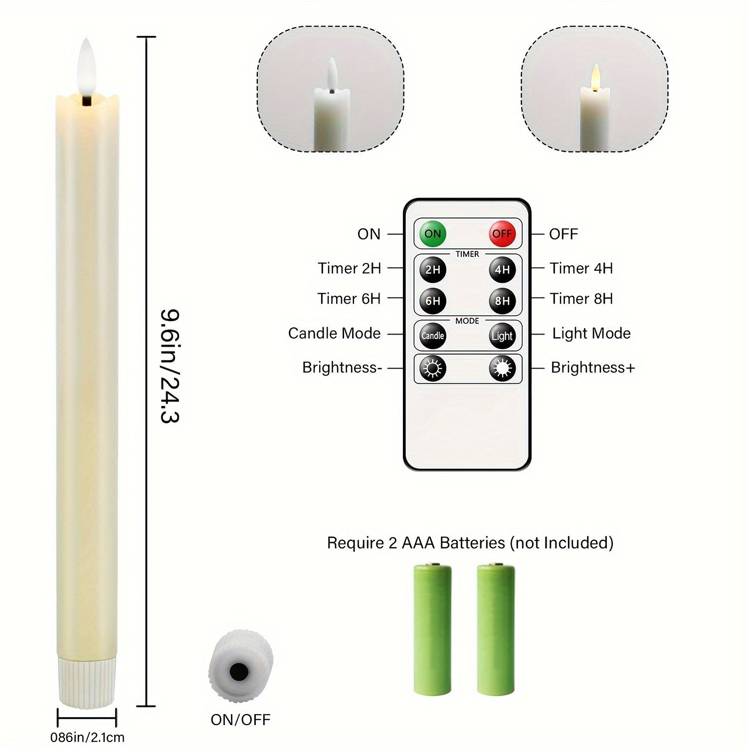 Eebuss Flameless Taper Candles – Realistic LED Effect