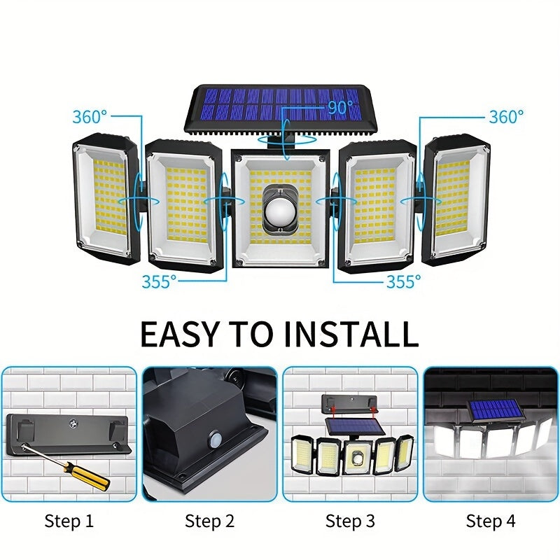 SolarGuard Pro – 5-Arm Solar LED Outdoor Light with Sensor