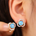 Elegant White Opal & Cubic Zirconia Clover Leaf Earrings - Elara Collection