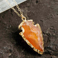 Gorgeous Aeliana Natural Carnelian Crystal Arrowhead Necklace