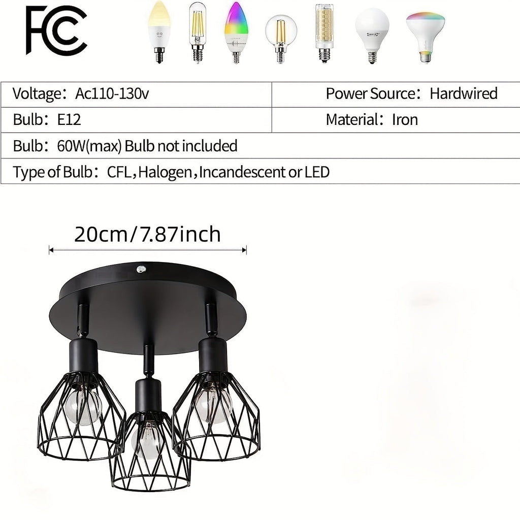 RusticGlow Lamp - Rural Black Ceiling Lamp with Swiveling Shades