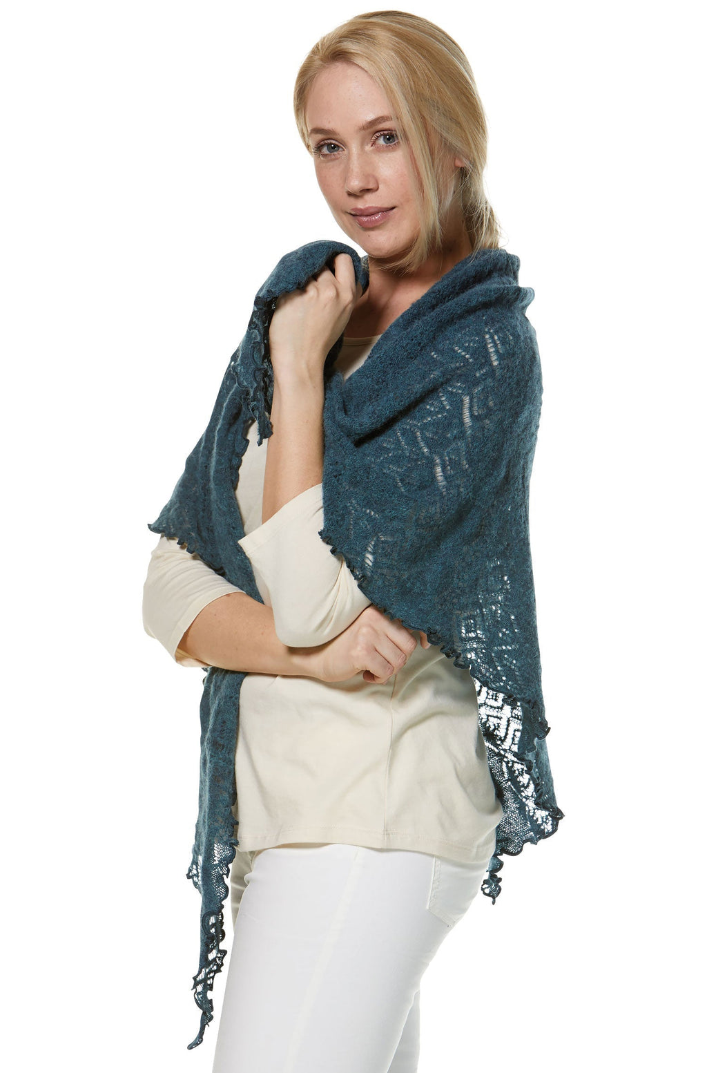 SoftWeave Scarf - Elegant Lace Knit in Light Fabric