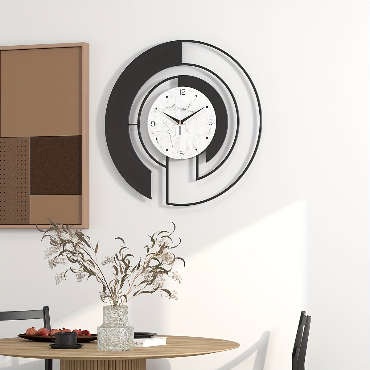GeoClock - Elegant Black Geometric Wall Clock