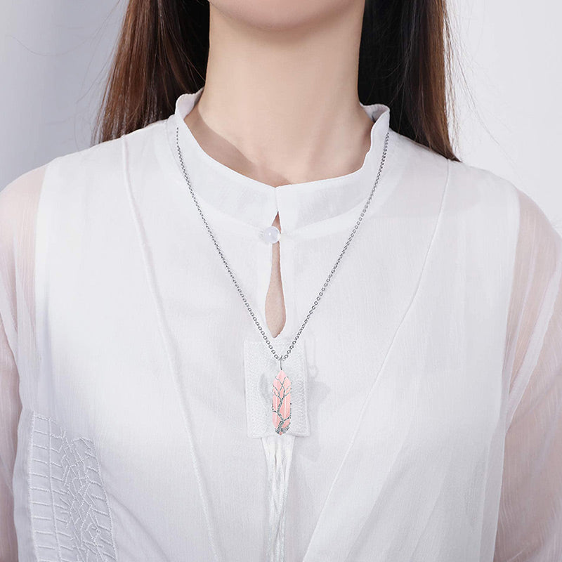 Elegant Tree of Life Gemstone Necklace with Radiant Crystals - Elara