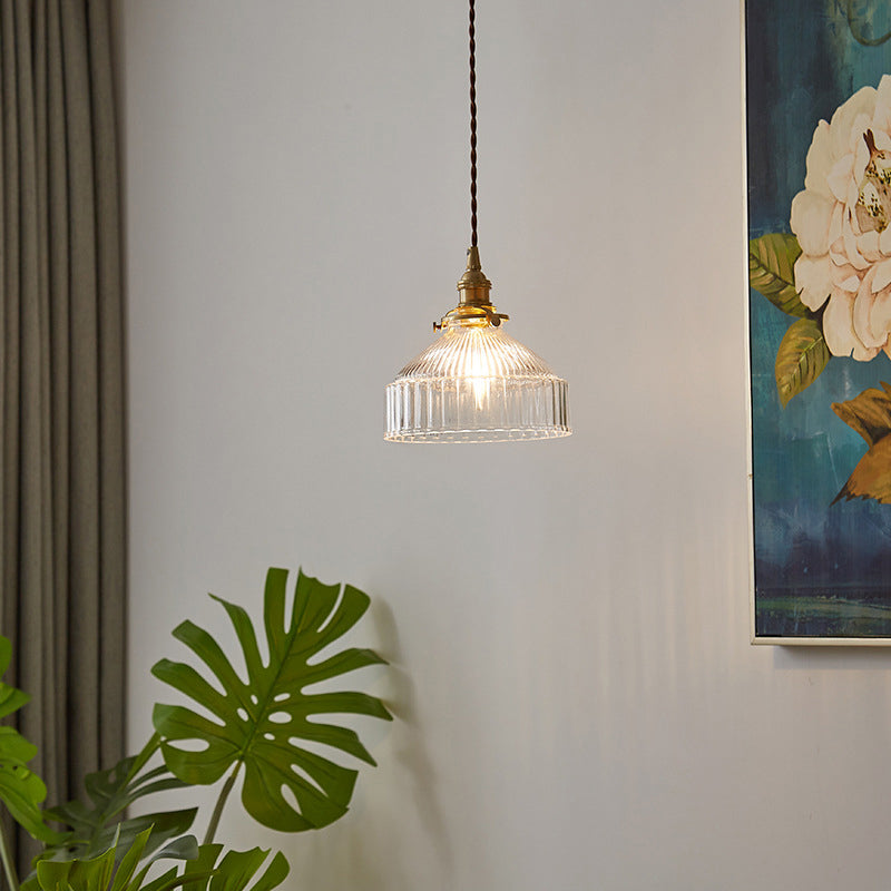 LoftLuxe Pendant - Rustic Pendant Lamp with Striped Glass
