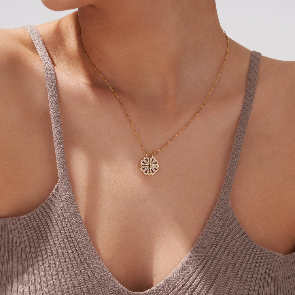 Lucky Charm Necklace - Elegant Heart-Shaped Gold Necklace