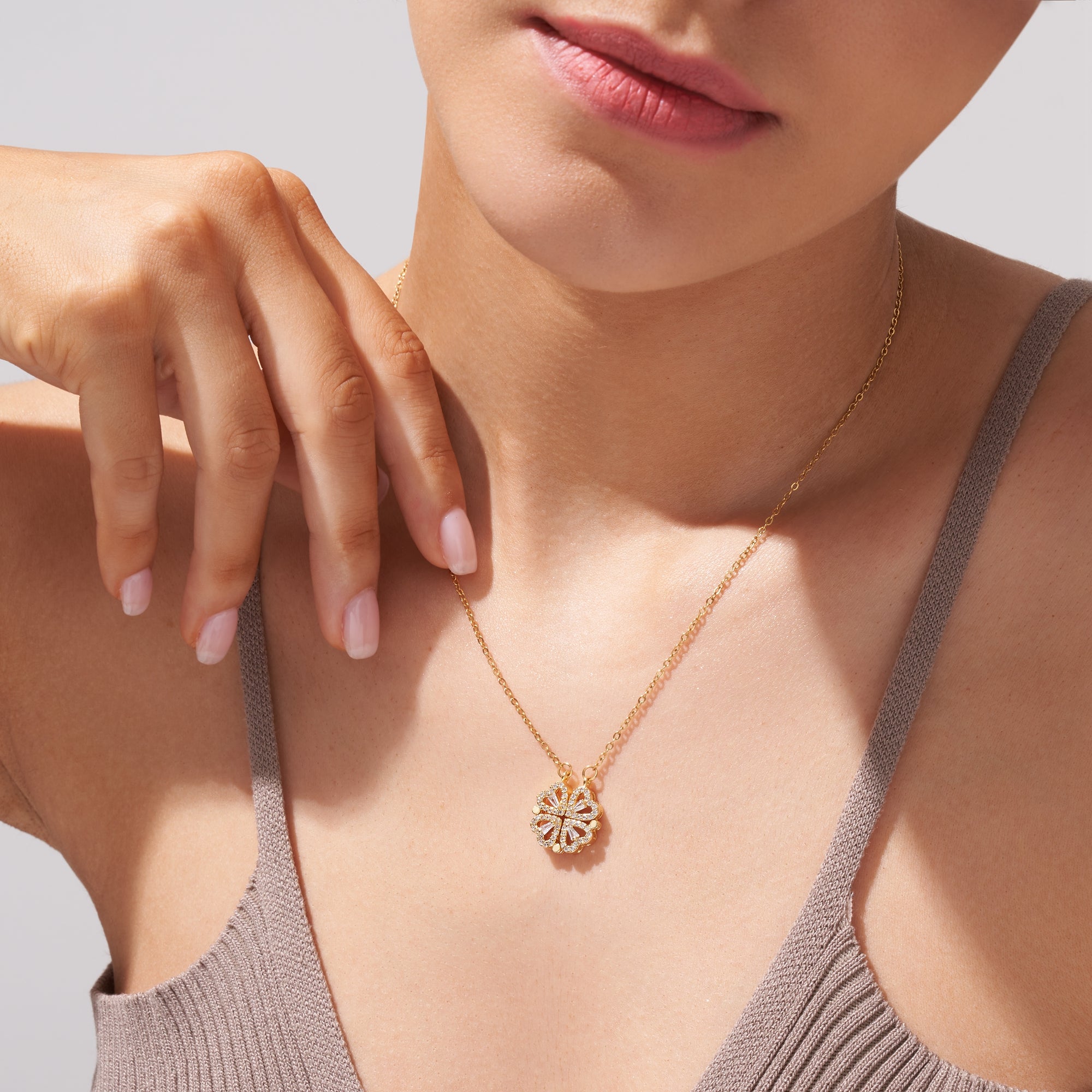 Lucky Charm Necklace - Elegant Heart-Shaped Gold Necklace