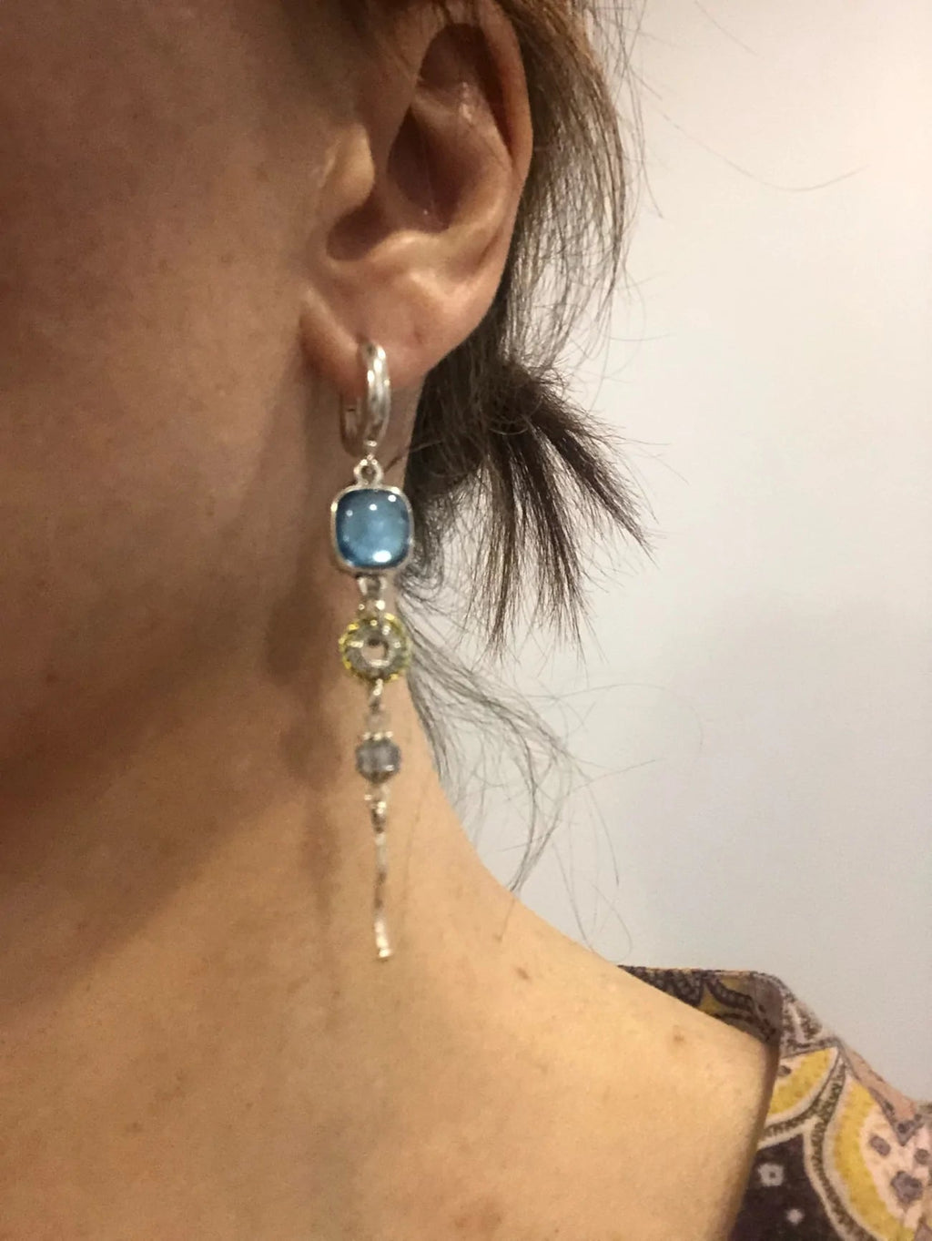 Elegant Bluestone Cross Earrings - Elias Collection