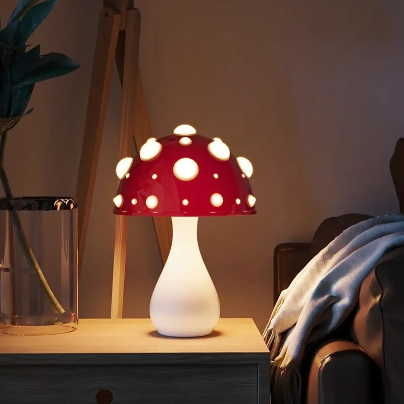 Mushroom Aura Lamp - Cordless Ambient Lighting with Adjustable LED