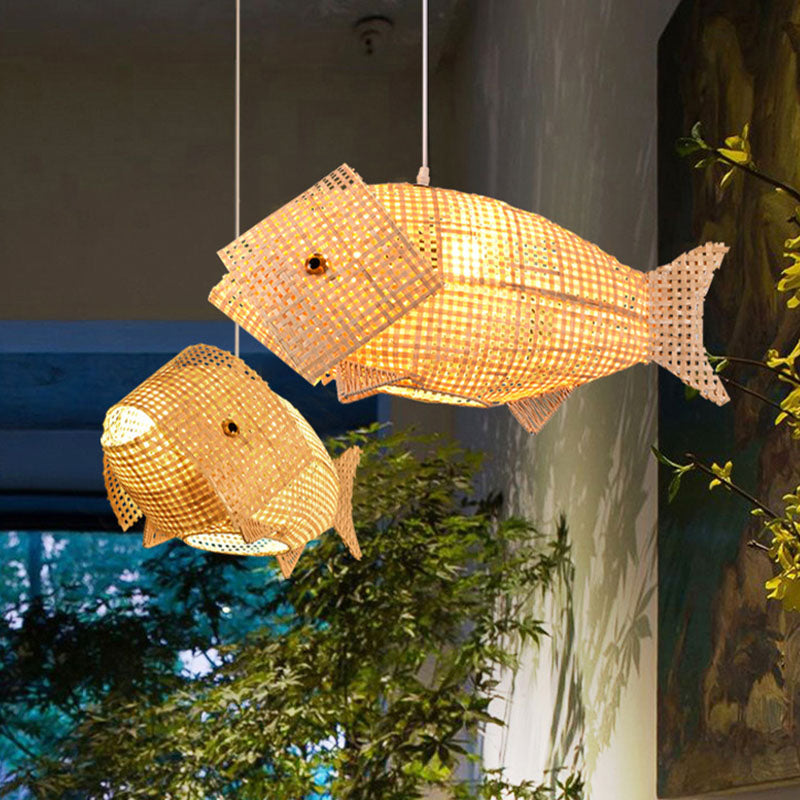 WaveGlow Pendant - Elegant Wooden Asian Pendant Lamp