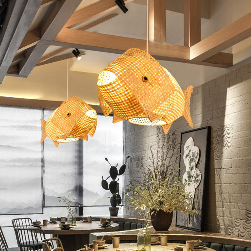 WaveGlow Pendant - Elegant Wooden Asian Pendant Lamp