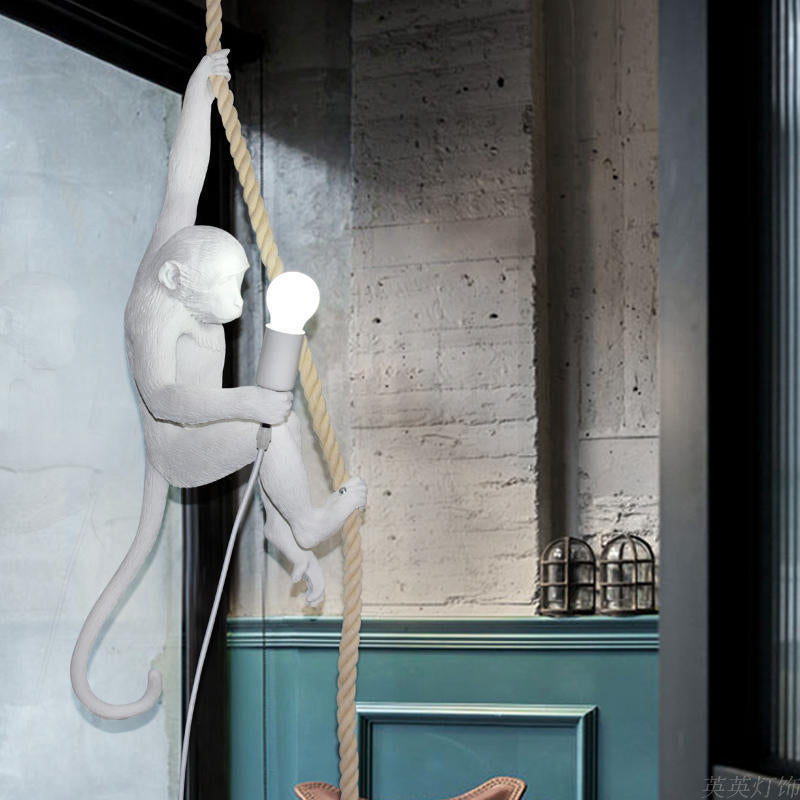 MonkeyLight – Playful Monkey Pendant Light with Hemp Rope