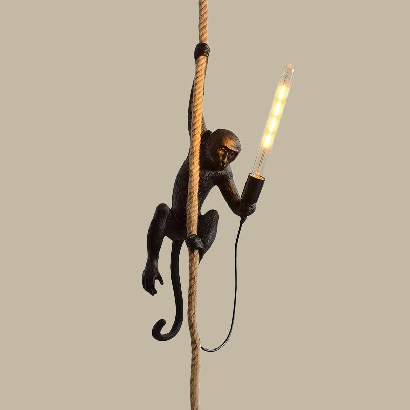 MonkeyLight – Playful Monkey Pendant Light with Hemp Rope