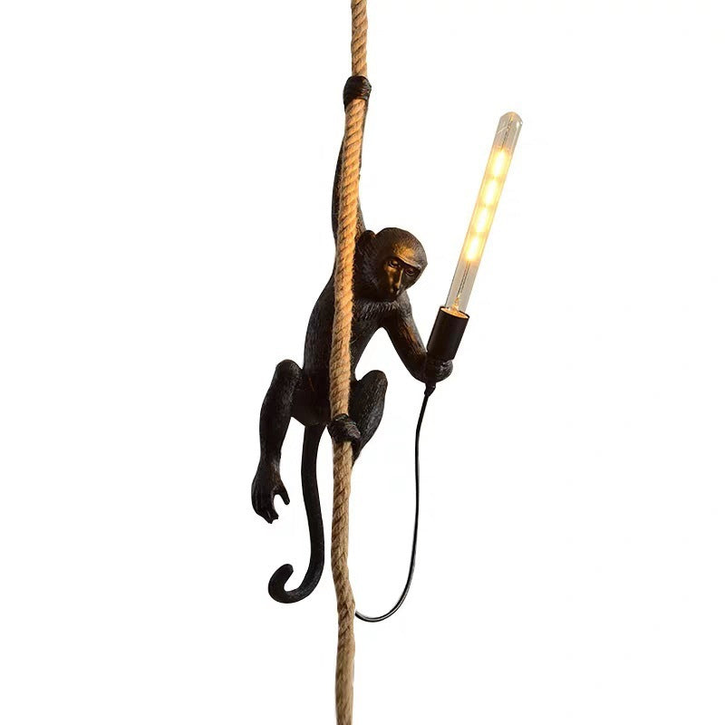 MonkeyLight – Playful Monkey Pendant Light with Hemp Rope