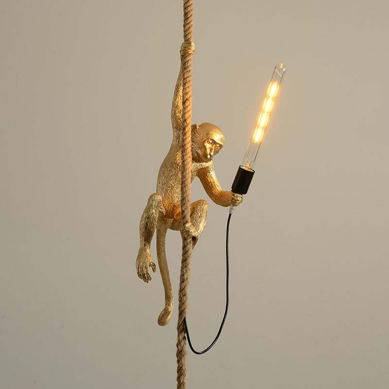 MonkeyLight – Playful Monkey Pendant Light with Hemp Rope