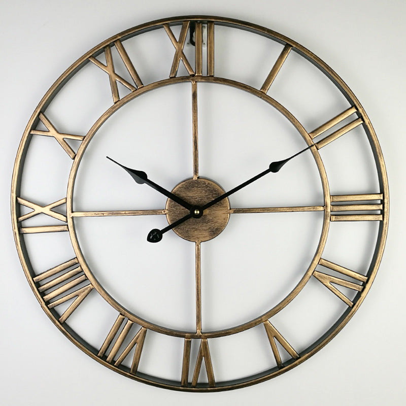 Large Retro Iron Wall Clock - Timeless Elegance