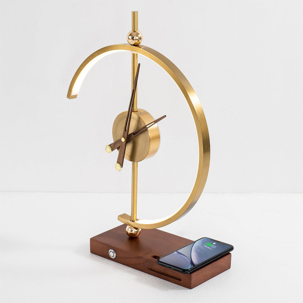 Aurora Luxe Table Lamp – Gold Design with Wireless Charging