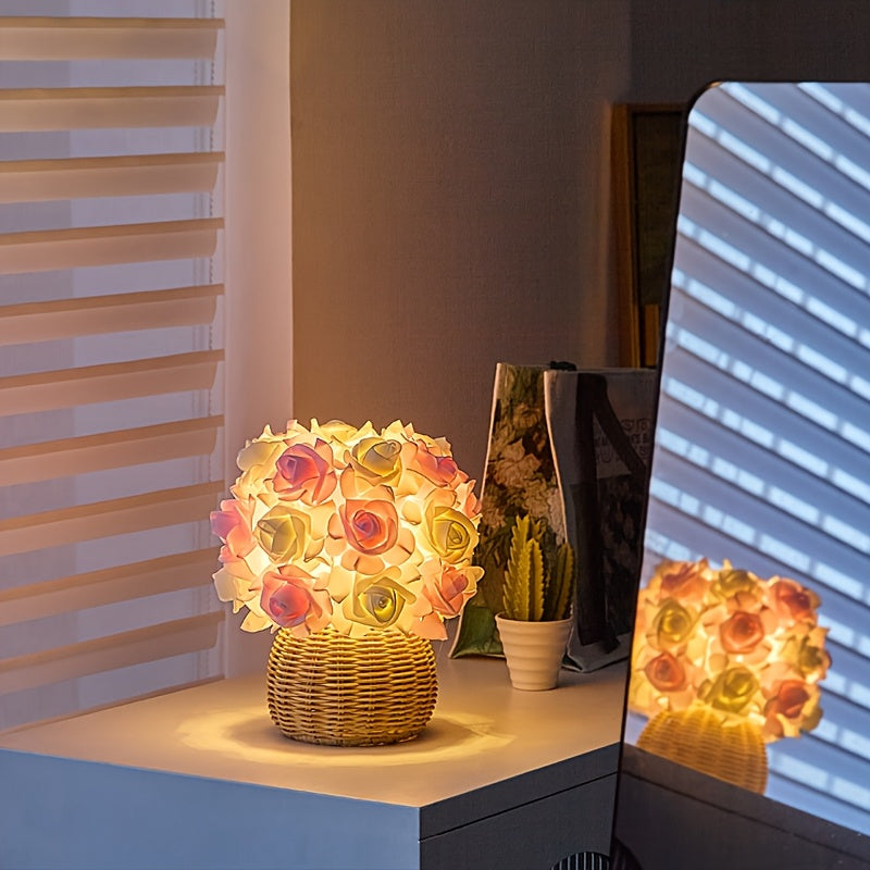 FloraGlow - Luxury Art Deco Rose USB Table Lamp