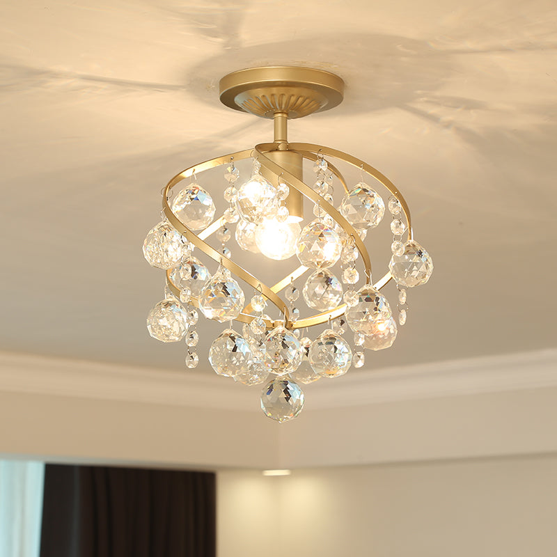 CrystalElegance Pendant - Luxurious Ceiling Lamp with Brass Accents