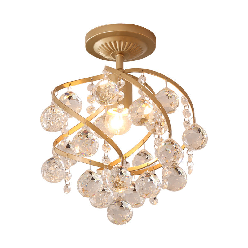 CrystalElegance Pendant - Luxurious Ceiling Lamp with Brass Accents