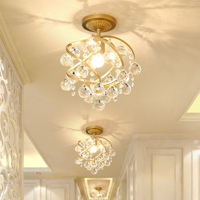CrystalElegance Pendant - Luxurious Ceiling Lamp with Brass Accents