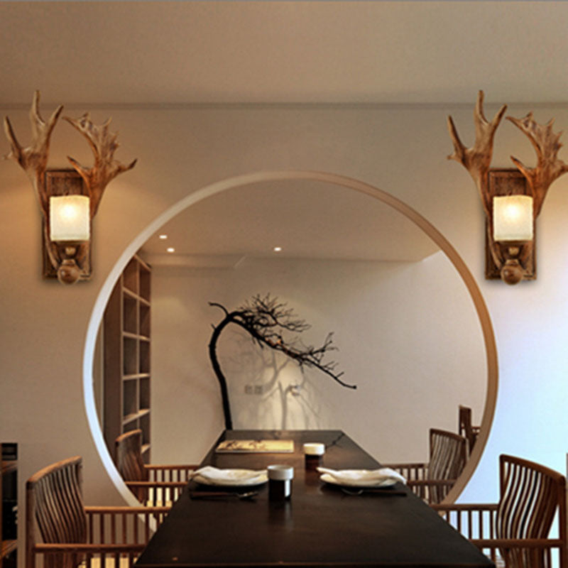 RusticAntler - Rural Wall Lamp with Deer Antler