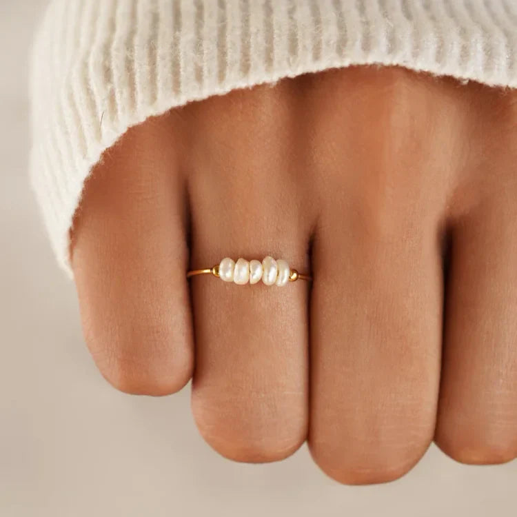 Elegant Sophie Golden Pearl Ring - Timeless Luxury