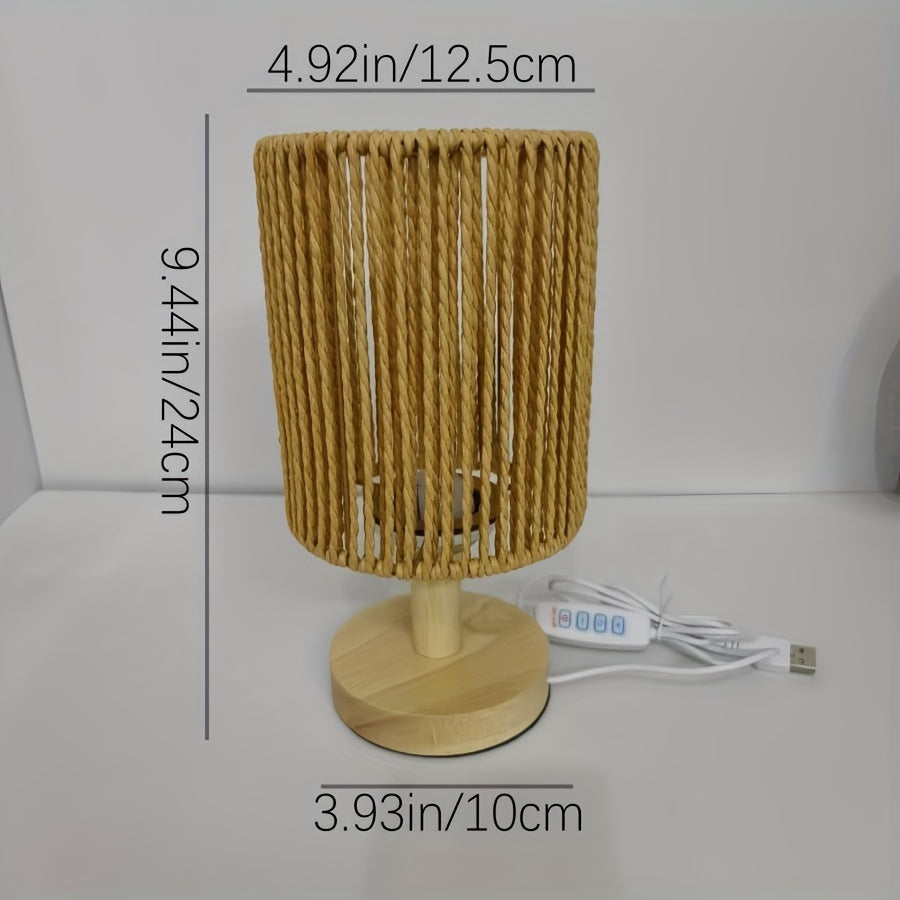 BarrelGlow Lamp - Wooden Design with Stripes