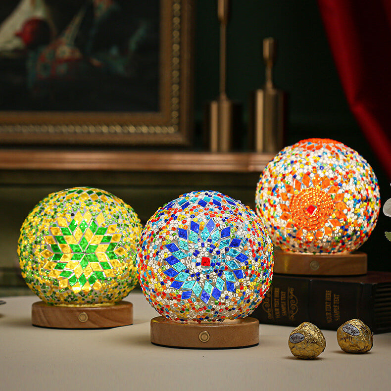 BohoCharm - Modern USB Table Lamp with Wood and Glass