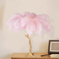 FeatherLuxe - Artistic Feather Table Lamp in Pink and Gold