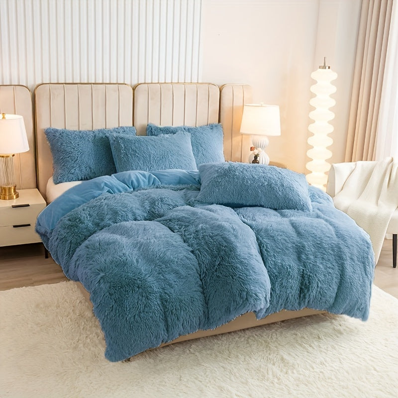 Ultra-Soft Plush Duvet Cover Set with Zipper - Luxury & Comfort