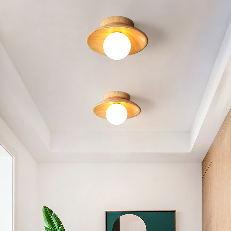 TimberGlow Ceiling Light – Wooden Modern Hallway Lighting