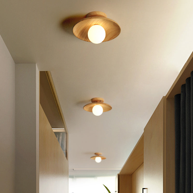 TimberGlow Ceiling Light – Wooden Modern Hallway Lighting