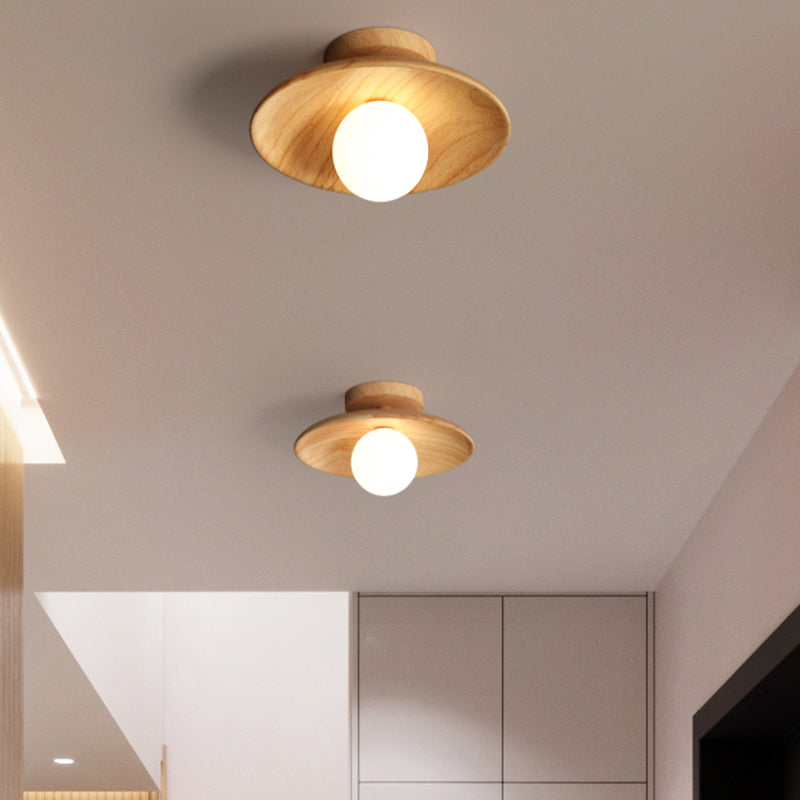 TimberGlow Ceiling Light – Wooden Modern Hallway Lighting